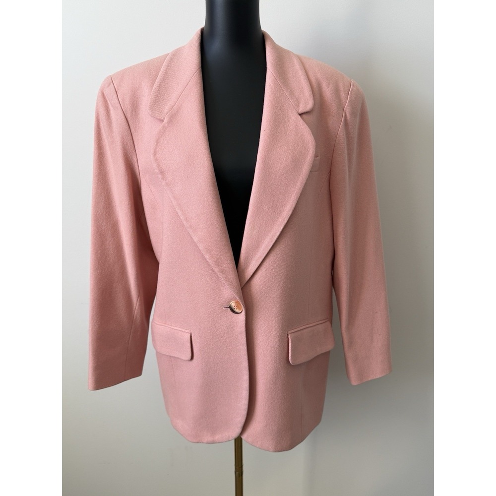 Vintage Casual Corner Women's 14 Blush Pink Blazer 100% Pure Wool Lined